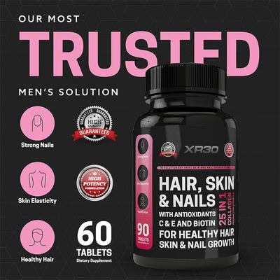 Hair, Skin & Nail - with Antioxidants C & E and Biotin - 90 Tablets - Made in USA