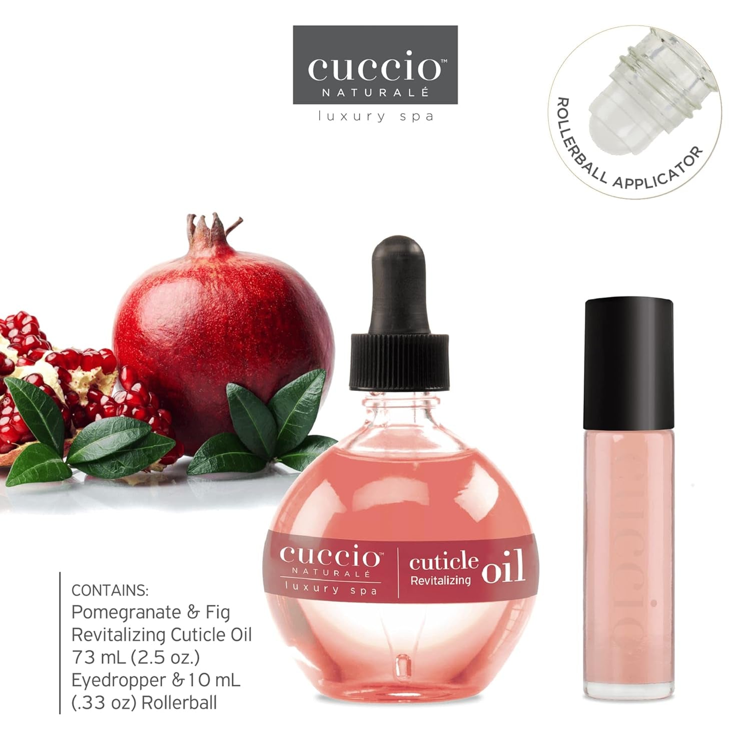 Cuticle Revitalizing Oil Set - Provides Intense Hydration - Replenishes and Strengthens Nails - Promotes Healthy Skin - Easy to Use Rollerball Applicator - Pomegranate and Fig - 2 Pc
