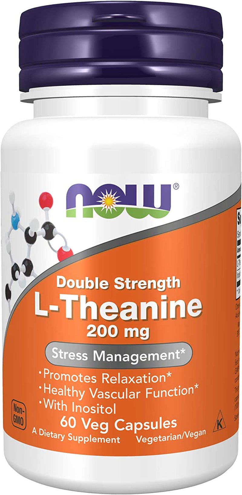 NOW Supplements, L-Theanine 200 Mg with Inositol, Stress Management*, 60 Veg Capsules