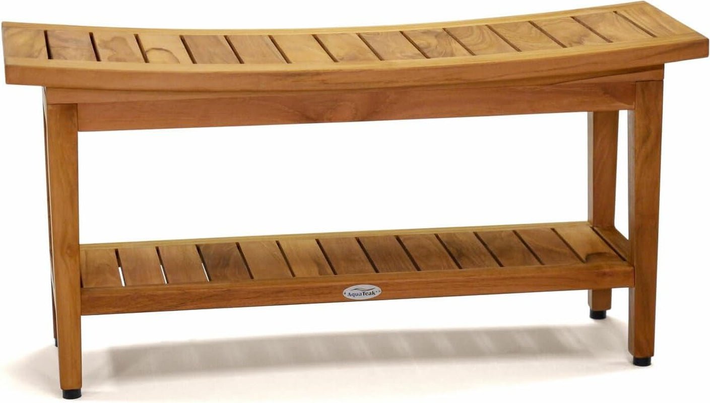 Patented 36" Maluku Teak Shower Bench with Shelf