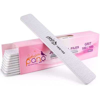 10Pcs -  Jumbo Double-Sided Emery Nail File for Manicure, Pedicure, Natural, and Acrylic Nails - Zebra (Grit 180/180)