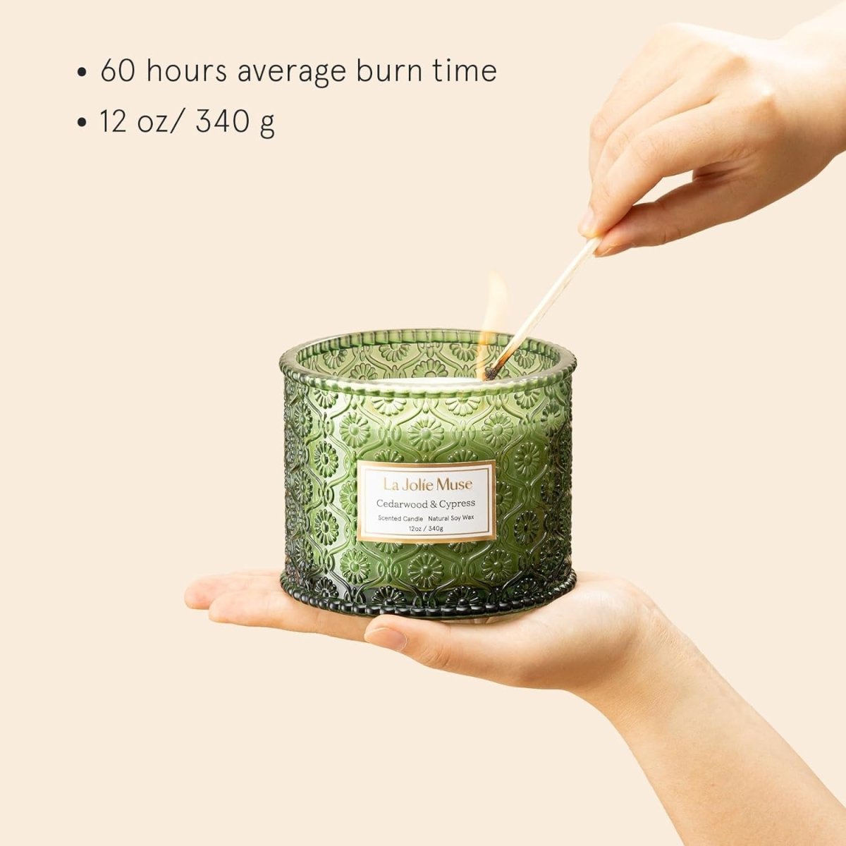 Christmas Candles, Cedarwood & Cypress Candle, Large 2-Wick Soy Candle for Home Scented, Holiday Candle Gift, Long Burning Time, Luxury Gift for Women & Men, 12 Oz - Shiny Nails