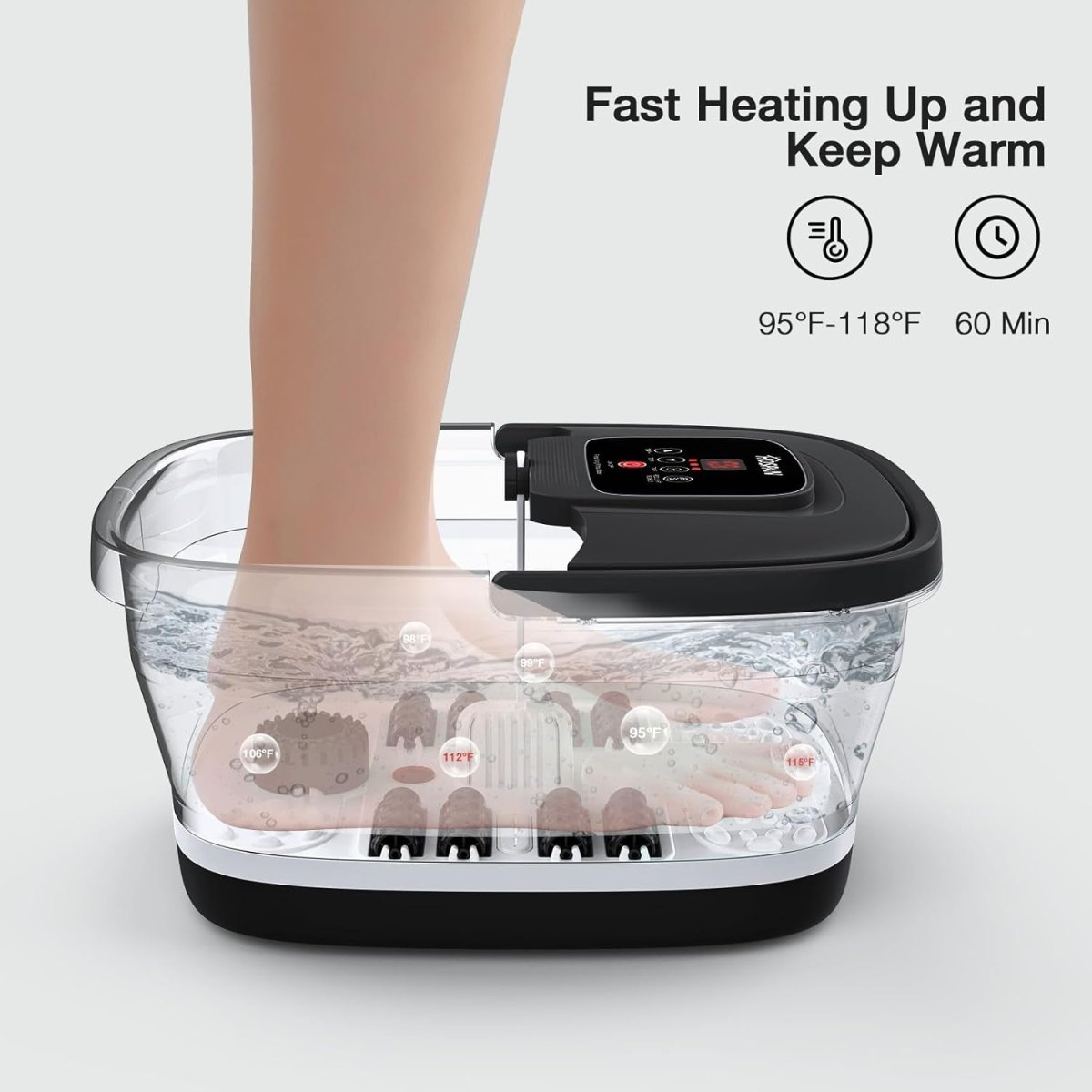 Collapsible Foot Bath Massager with 8 Massage Rollers - Shiny Nails