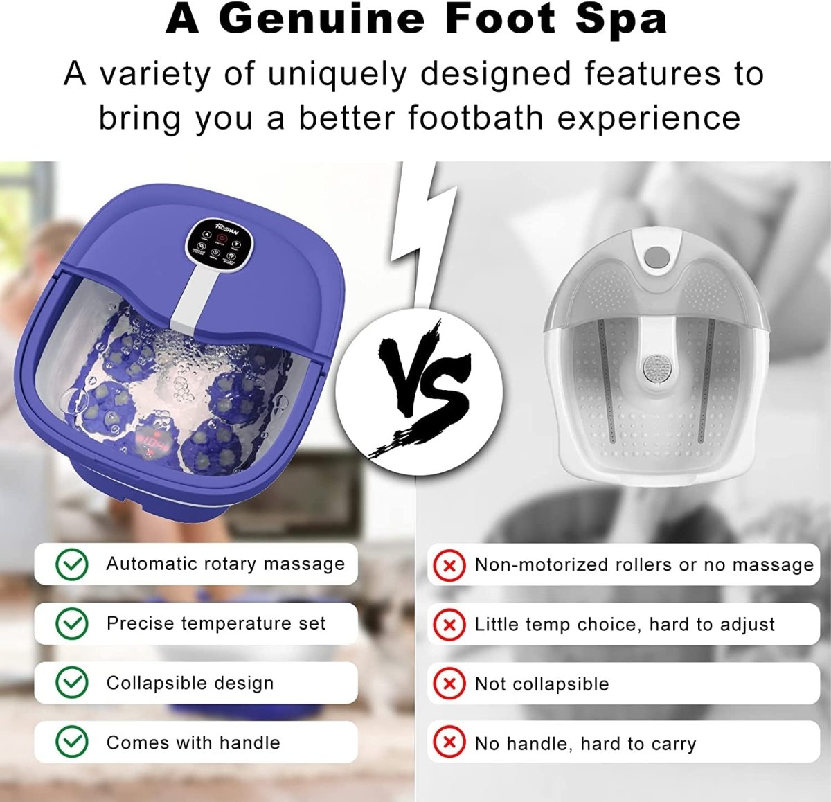 Collapsible Foot Bath with Heat, Bubble, Remote, and 24 Motorized Massage Balls - Shiny Nails