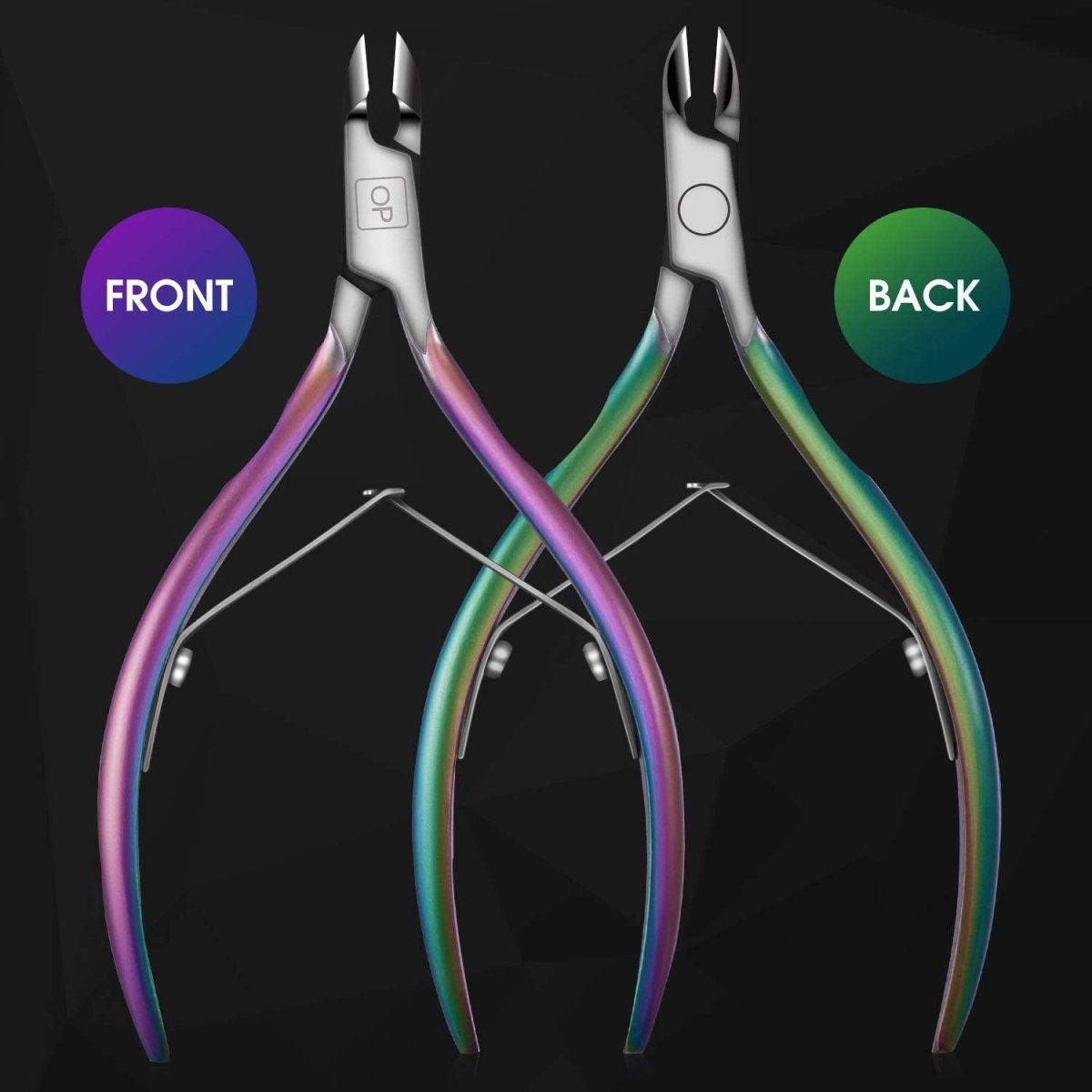 Cuticle Trimmer Cuticle Nippers Clippers Stainless Steel Hangnail Remover Extremely Sharp Cutter Pedicure Manicure Tool, X7 Rainbow Gradient - Shiny Nails