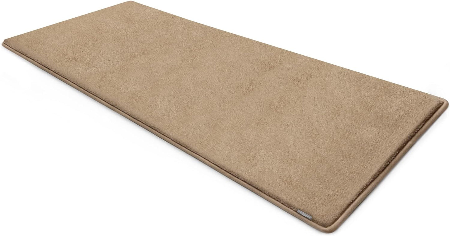 - Luxurious Memory Foam Bath Mat, Absorbent Bathroom Mat with Skid-Resistant Base, Machine-Washable Bath Mats for Bathroom, Kitchens & More, Quick Dry Mat 24 X 58 Inches, Linen