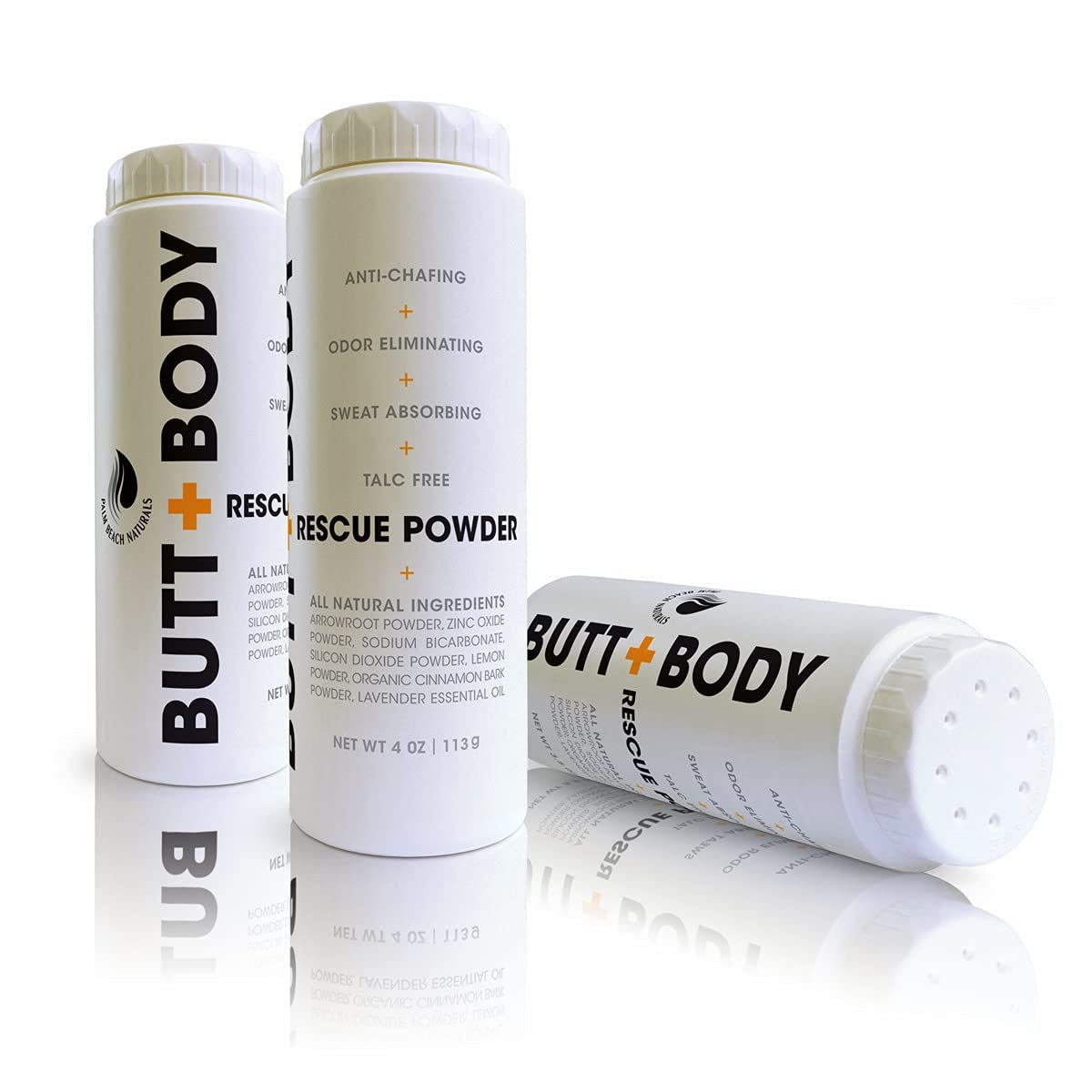 Butt & Body Rescue Powder. Naturally Protects Skin & Eliminates Chafing, Rubbing, Sticking & Odors. No Talc. Made in USA - Absorbs Sweat & Keeps You Cooler. (4 Ounce - 1 Pack)