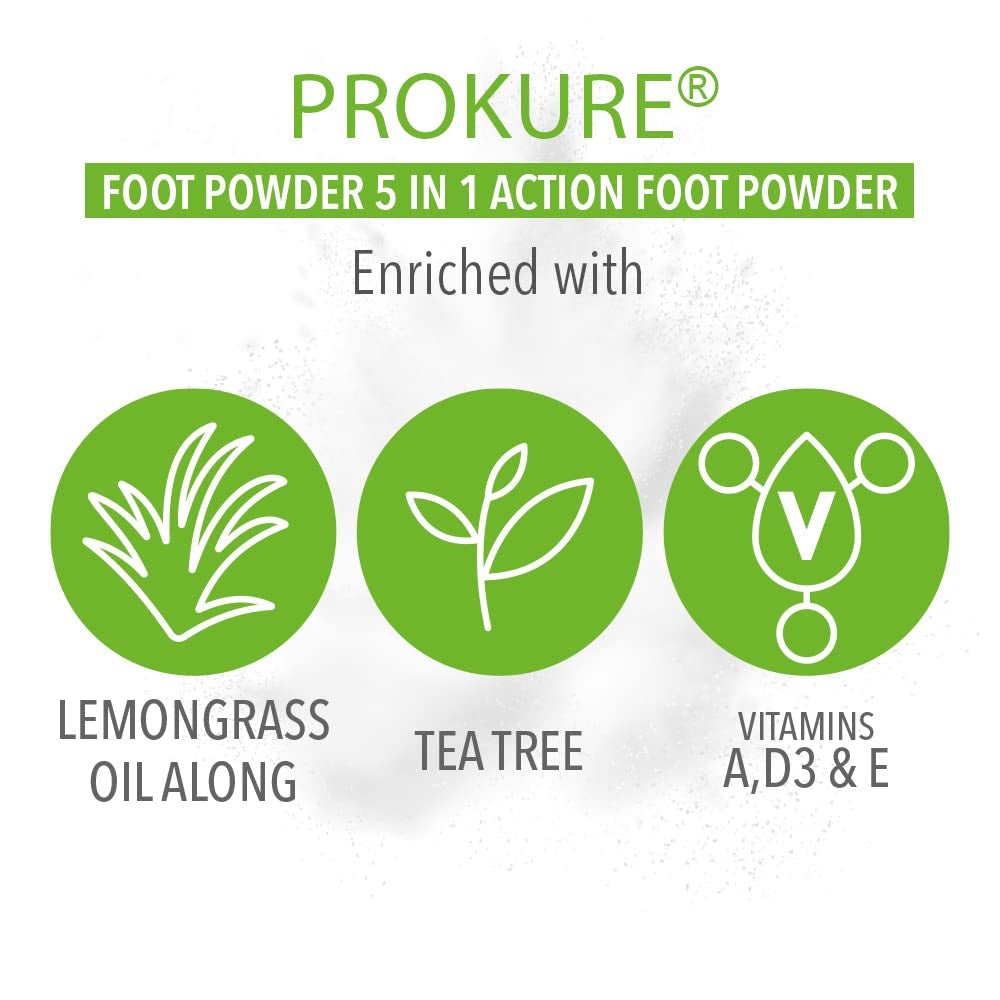 Dr. Robaina Skin Care Solution PROKURE Foot Powder Triple Action Body Powder Relief Itchy Skin, Absorb Moisture and Control Odor While Cooling and Soothing 5.5 Oz (165G)