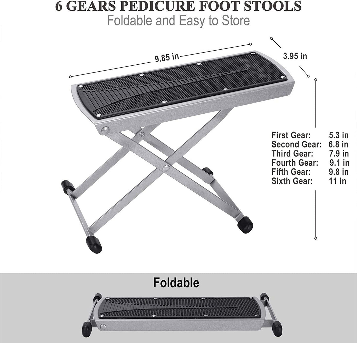 Pedicure Foot Rest, Adjustable Foot Rest for Easy at Home Pedicures, No More Bending or Stretching Pedicure Tools, Non-Slip Sturdy Legs with Toe Separator, Beauty Pedicure Kit (Black)