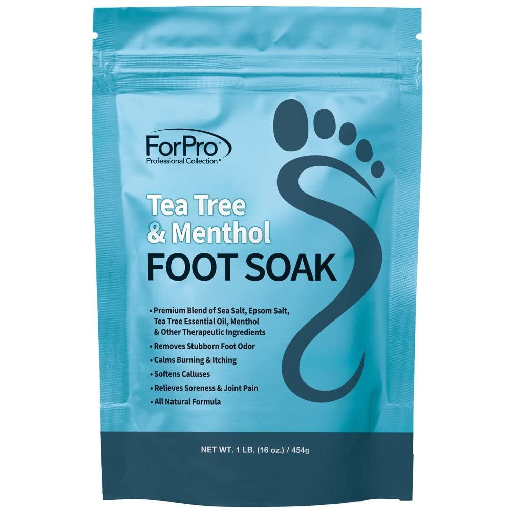 Forpro Tea Tree Oil & Menthol Foot Soak with Sea & Epsom Salt for Toenail Athletes Foot, Stubborn Foot Odor Scent, Softens Calluses & Soothes Sore Tired Feet - 48 Ounces (3 1-Lb Packs)