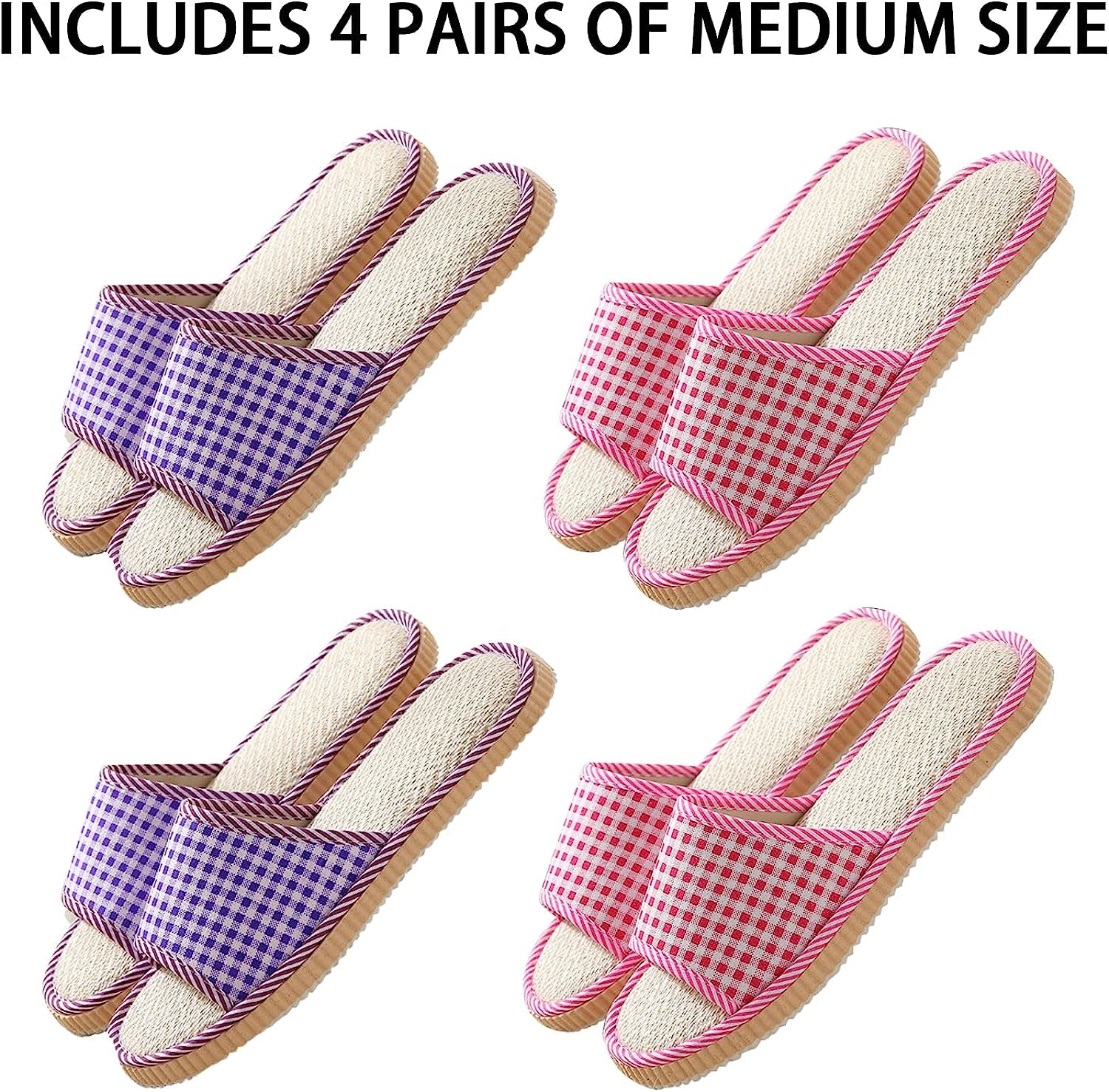  Washable Slippers for Guests Disposable 10 Pairs (6 Large Size+4 Medium Size)