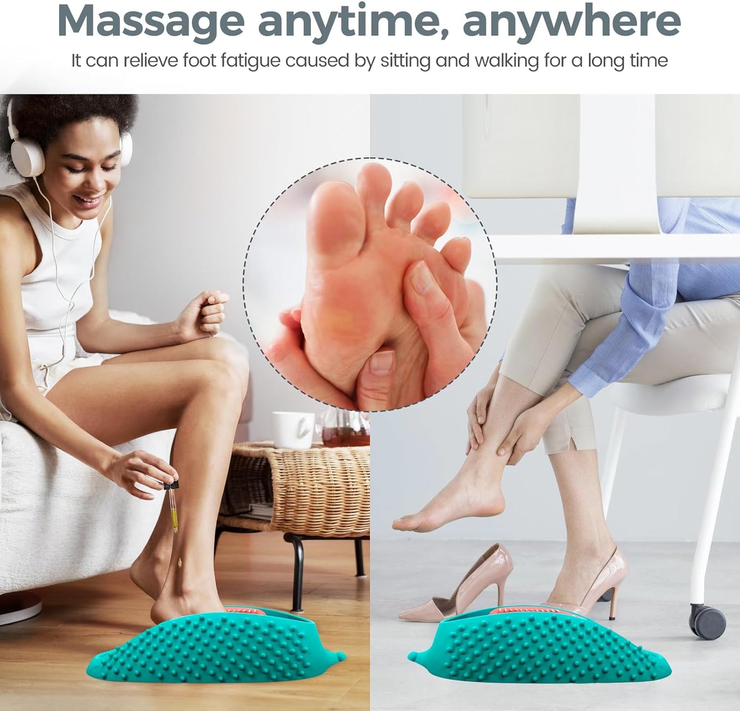 Lu-Lala Shower Foot Massager - Foot Cleaner & Foot Scrubber Foot Care for Men & Women to Soothe Achy Feet - Wet and Dry Use -Assisted Use with Both Feet (Blue-Pink)