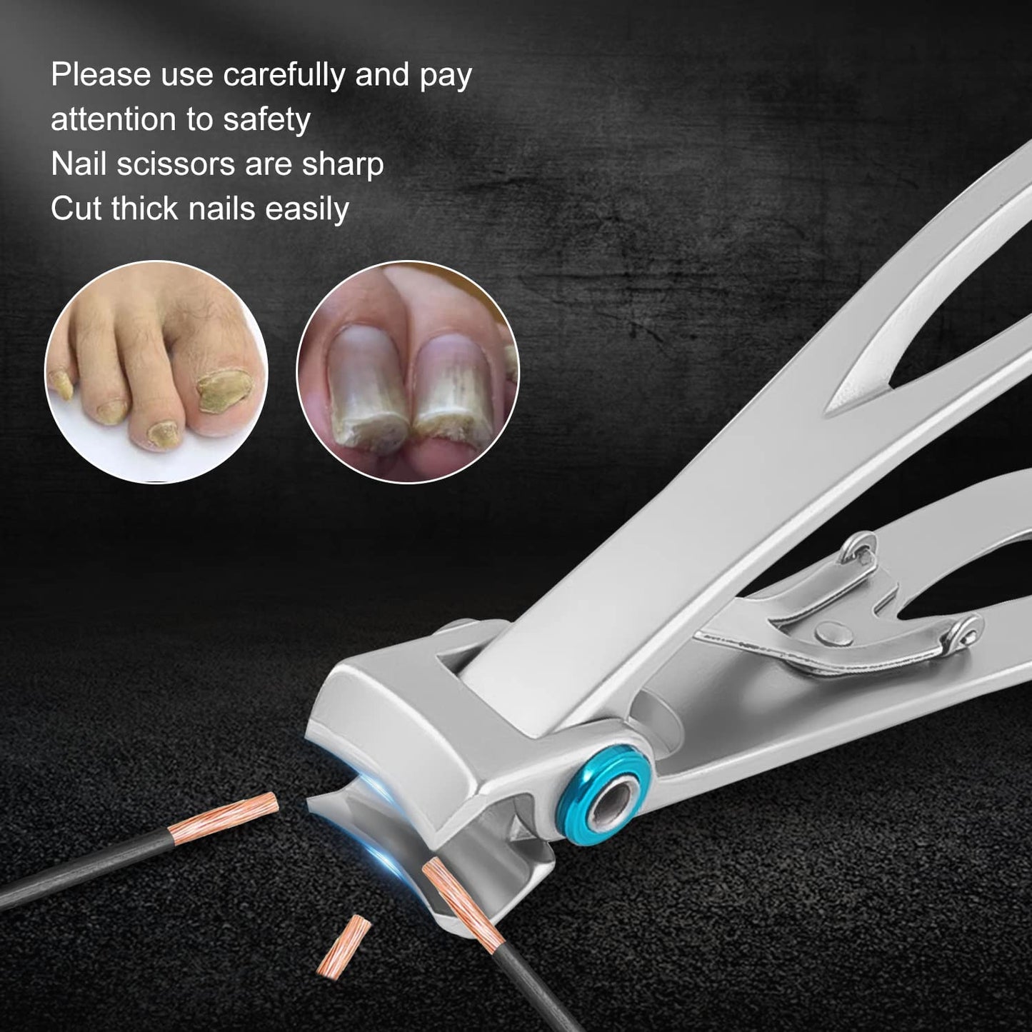 Toe Nail Clippers for Thick Toenails, Toenail Clippers for Thick Nails Easy to Hold- Toenail Clippers for Seniors Thick Toenails Labor-Saving, Sharp Nail Clippers for Thick Nails