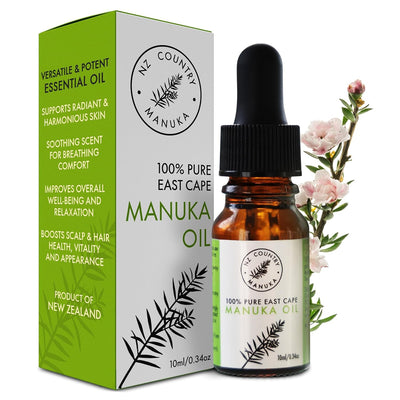 NZ Country Manuka Oil | 35X Stronger than Tea Tree Oil | Best Natural Treatment for Toenails | 100% Pure Organic Essential Oil | for Skin Care | Acne | Molluscum Contagiosum | Aromatherapy | Lip Oil | Cuticle Oil | Body Oil | Essential Oil Diffusers