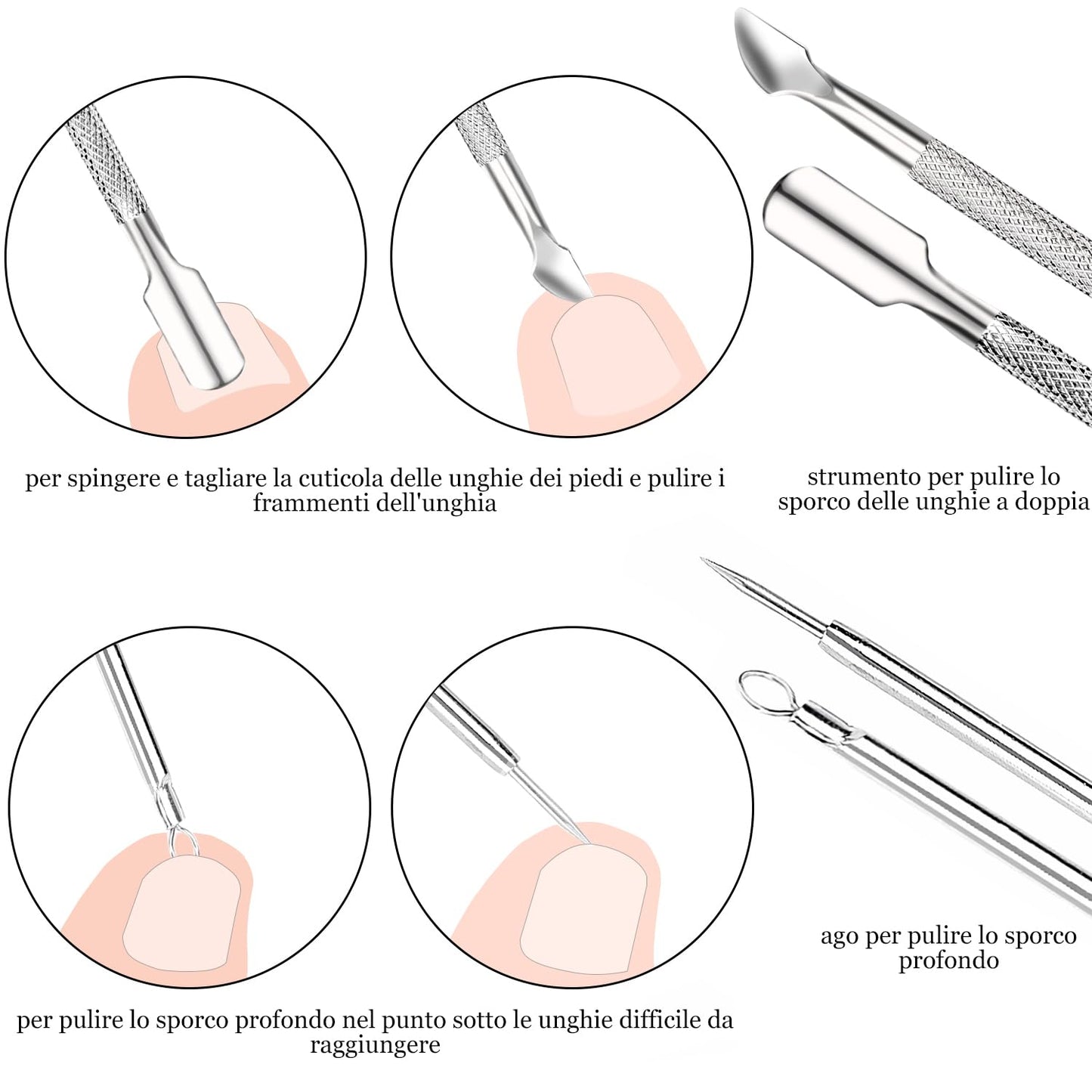 7 Pcs Ingrown Toenail File and Lifters Set, Stainless Steel Ingrown Toenail Removal Kit, Manicure Treatment under Nail Cleaner Pedicure Tools