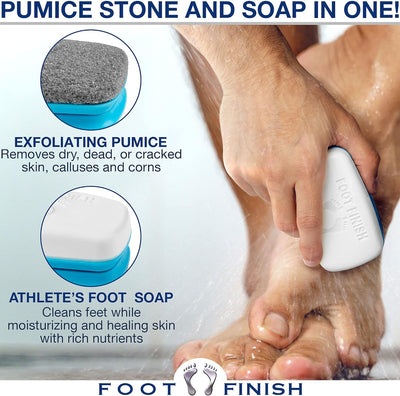 Athletes Foot Treatment - 2 in 1 Pumice Stone & Tea Tree Oil Foot Soap for Itchy Feet - Stinky Feet Treatment for Men - Callus & Dead Skin Remover for Feet