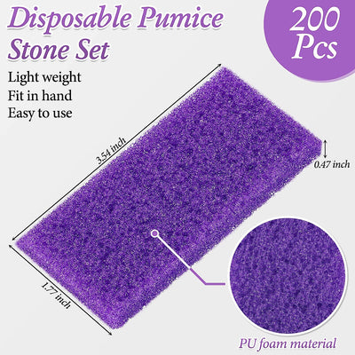 200 Pcs Disposable Foot Pumice Stone Bulk for Feet Pumice Stone Foot Scrubber Dead Skin Pedicure Scrubber Exfoliator Sponge for Feet Callus Remover Bath, Spa, 3.54 X 1.77 X 0.47 Inch(Purple, Purple)