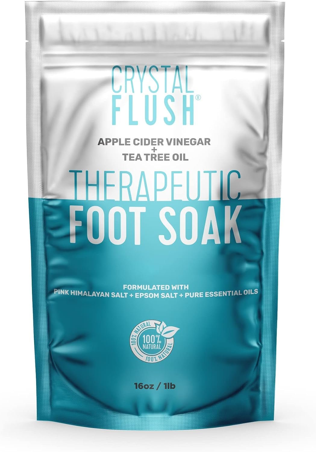 Foot Soak with Apple Cider Vinegar, Tea Tree Oil and Pink Himalayan Salt – Cleans and Deodorizes – Fight Fungus and Bacteria on Skin Surface - 16 Oz.