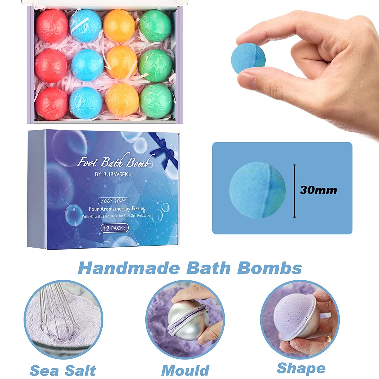 Foot Bath Bombs,Foot Soak Rich Tea Tree Oil Ginger Essential Oil Moisturizing Dry Skin and Relaxing Scents,For Foot Odor, Toenail Fungus