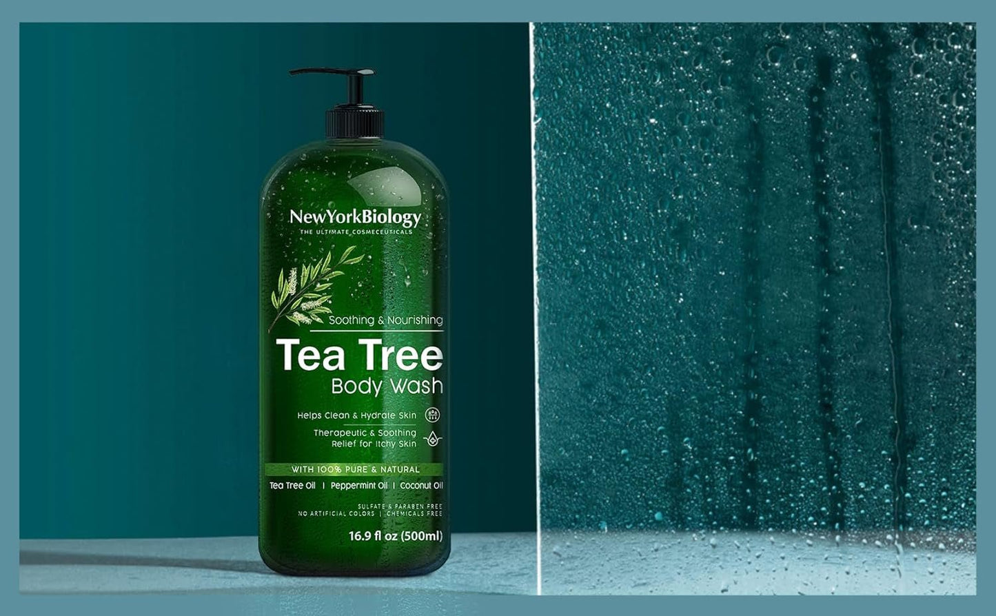 New York Biology Tea Tree Body Wash for Men and Women – Moisturizing Body Wash Helps Soothe Itchy Skin, Jock Itch, Athletes Foot, Nail Fungus, Eczema, Body Odor and Ringworm – 16 Fl Oz