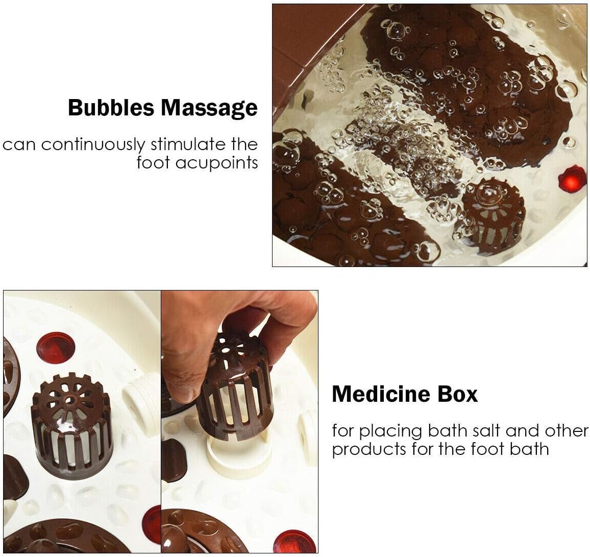 Foot Bath Massager with Heat, Bubbles, 16 Pedicure Roller Massage Points - Shiny Nails
