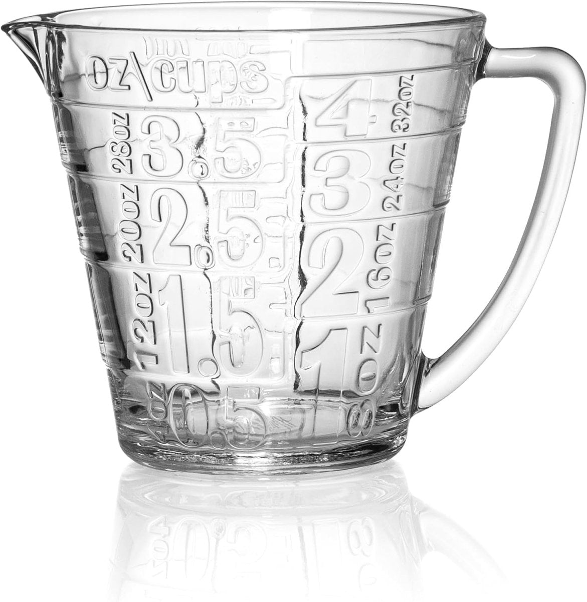 Premium Quality Glass Measuring Cup with Large Handle - 32 Ounce(1000Ml.) - Shiny Nails