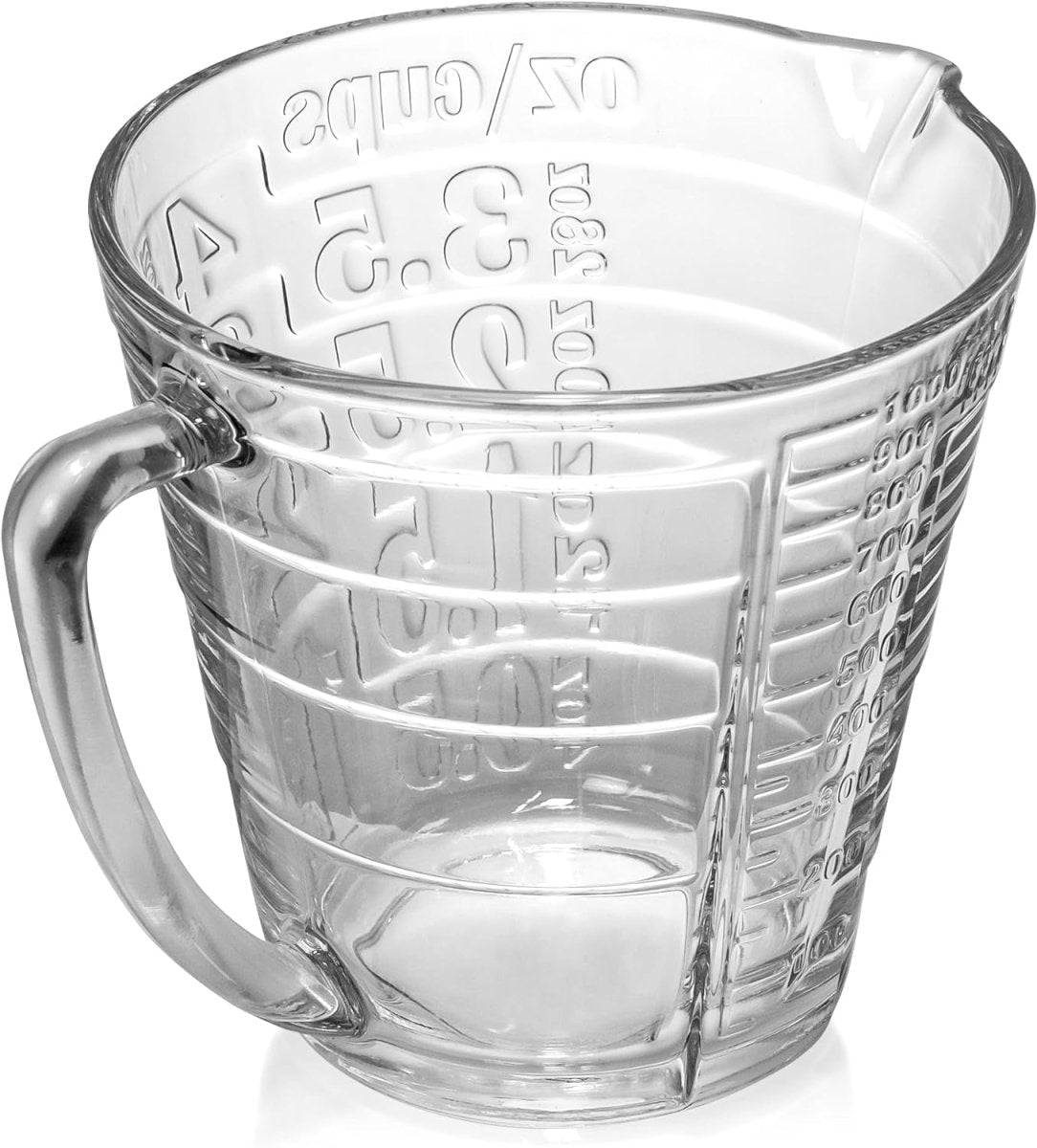 Premium Quality Glass Measuring Cup with Large Handle - 32 Ounce(1000Ml.) - Shiny Nails