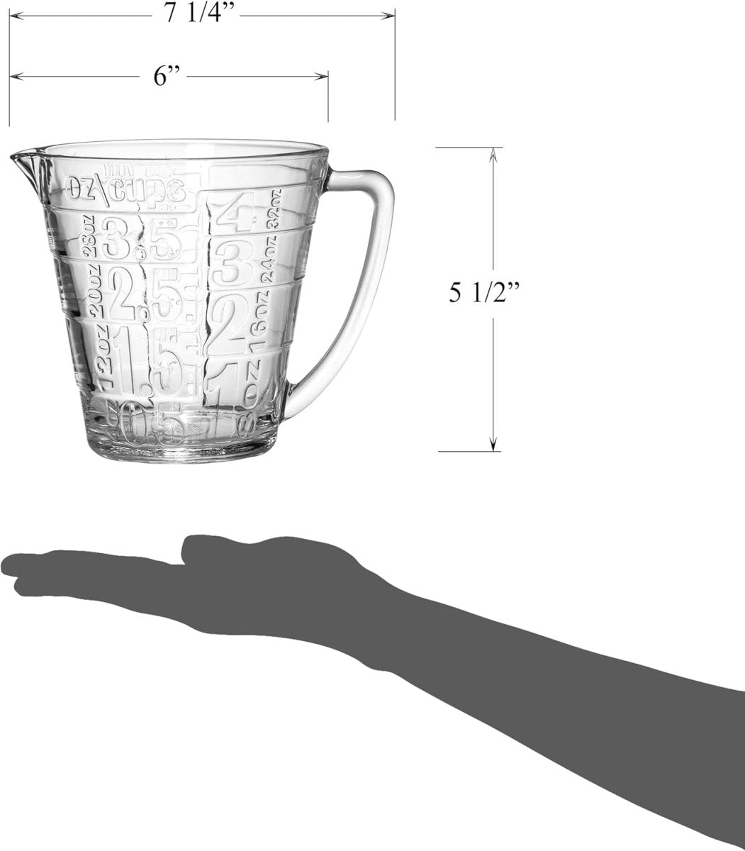 Premium Quality Glass Measuring Cup with Large Handle - 32 Ounce(1000Ml.) - Shiny Nails