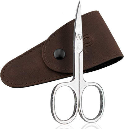 Solingen Scissors - Cuticle Scissors Germany - Curved Blade, Nail Scissors Germany - Pedicure Beauty Grooming Kit for Nail, Eyebrow, Eyelash, Dry Skin - Nail Sicssors (Brown Nail) - Shiny Nails