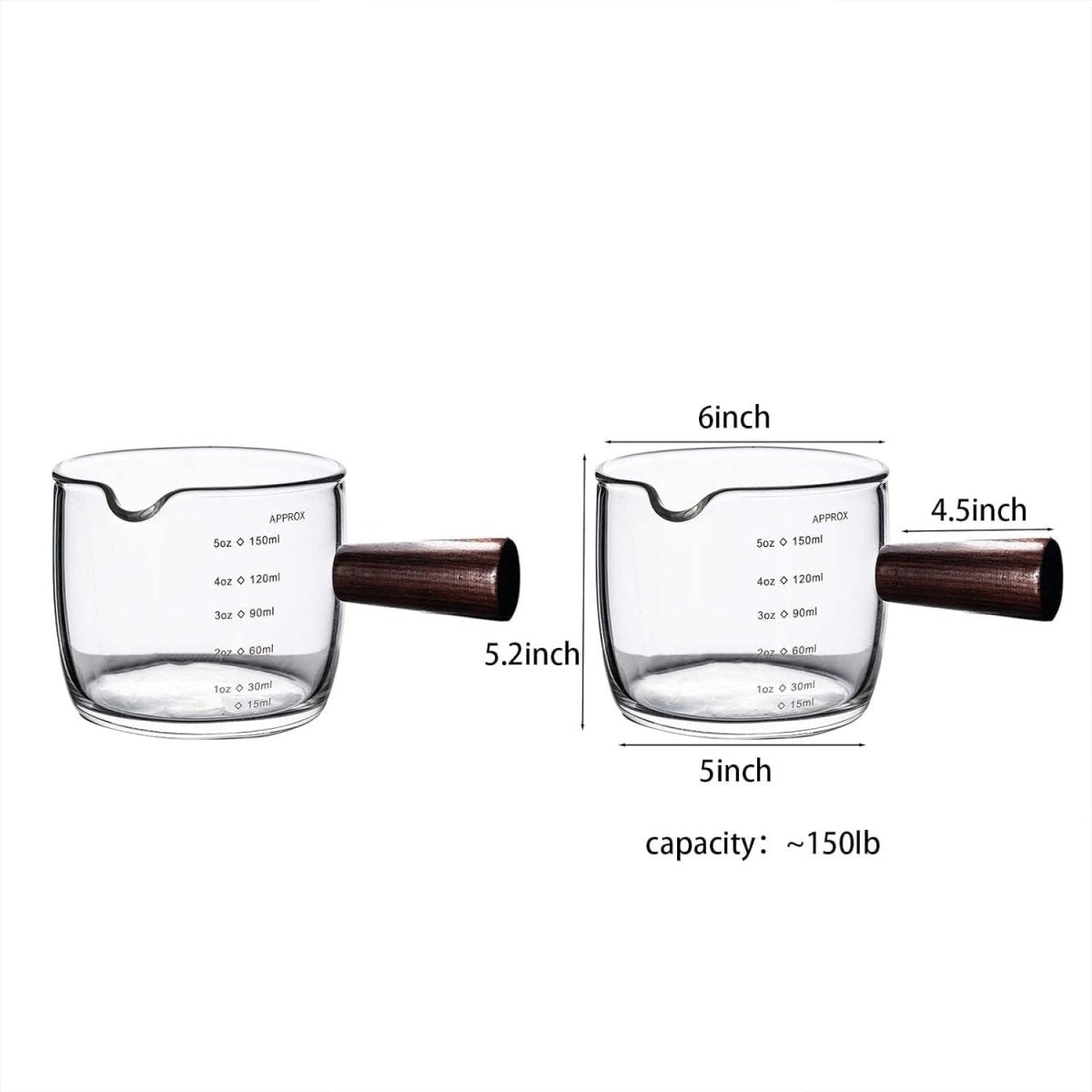 Wooden Handle Graduated Single Mouth Cup 150Ml Glass Coffee Cup Glass Graduated Milk Cup Clear Glass By - Shiny Nails