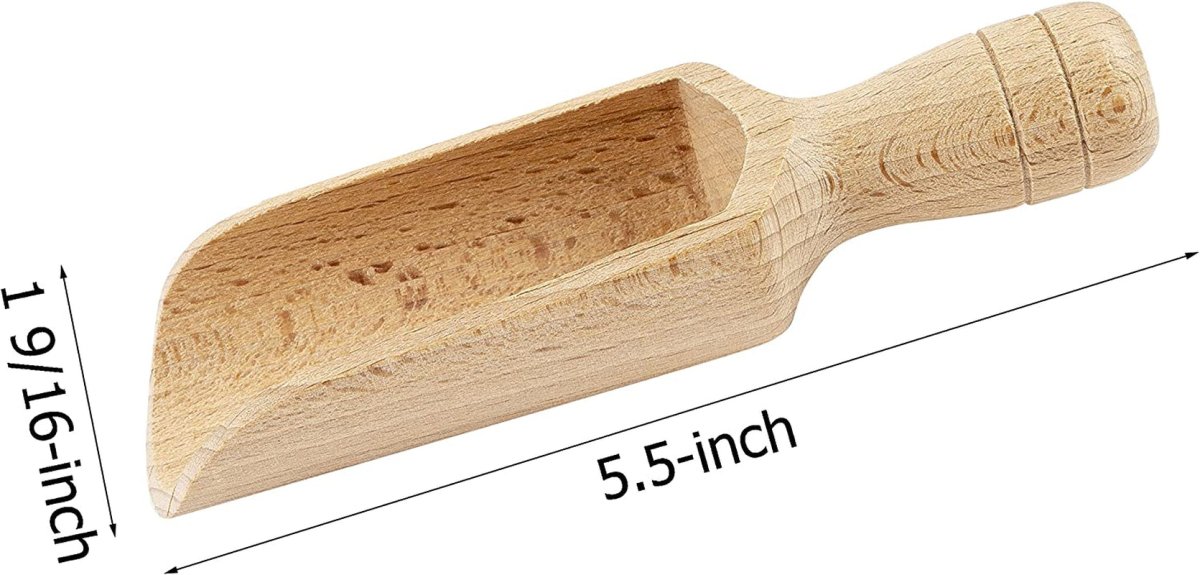 Wooden Scoop (5.5 Inches) Natural Beech Wood Scoop for Flour, Bath Salt, Sugar, Cereal, Coffee and More - Multipurpose Wooden Spoon - Shiny Nails