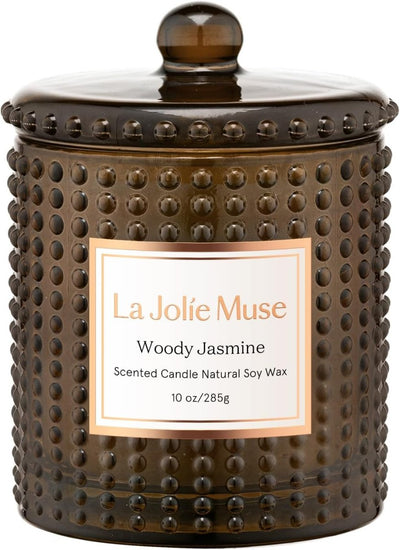 Woody Jasmine Candles for Home Scented, Luxury Candles for Women, Candles Gifts for Women, Natural Soy Wax Candles, 75 Hours 10 OZ - Shiny Nails